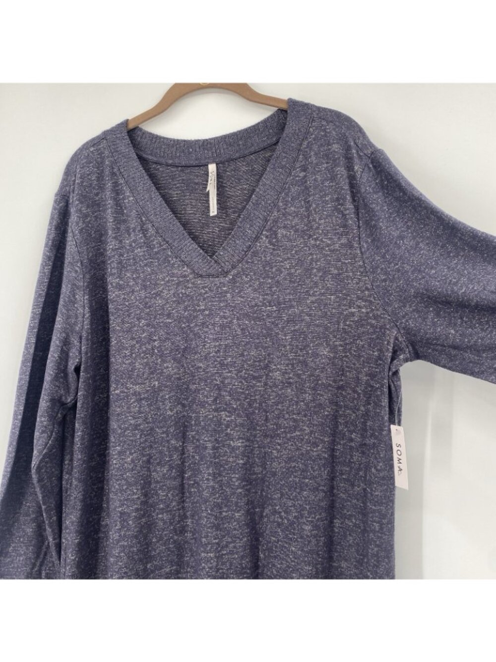 SOMA Size XL Gray CozyLuxe Long Sleeve Long Sleepshirt Rib - Picture 9 of 14